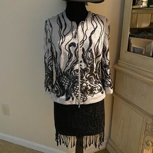 50% off Joseph Ribkoff  exquisite sequin enhanced design Blk&white Jacket 14 US